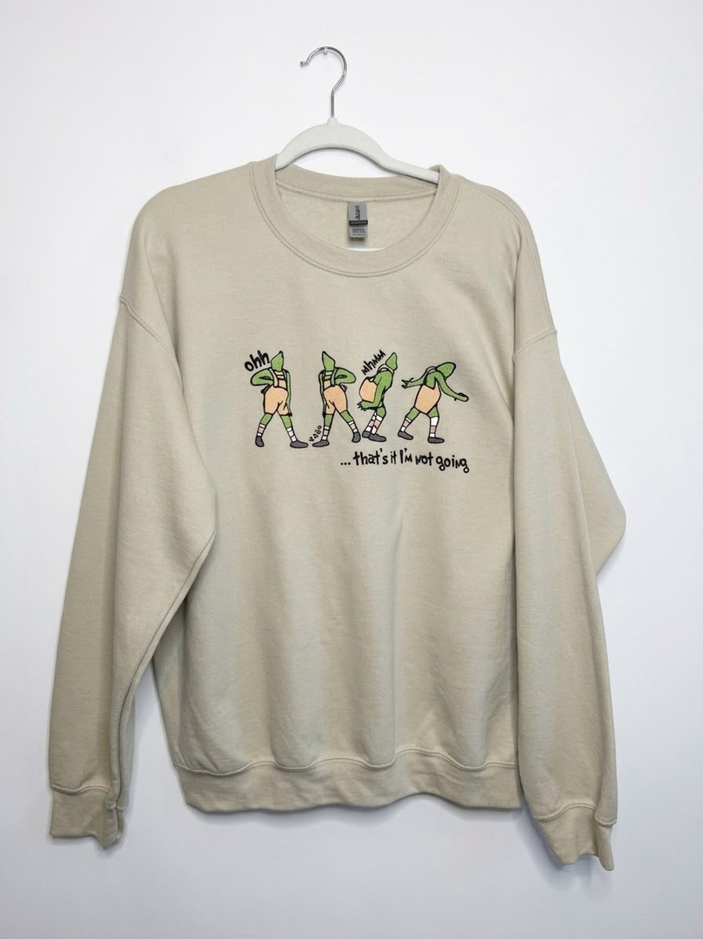 Grinch Graphic Crewneck Sweatshirt Tan Size L